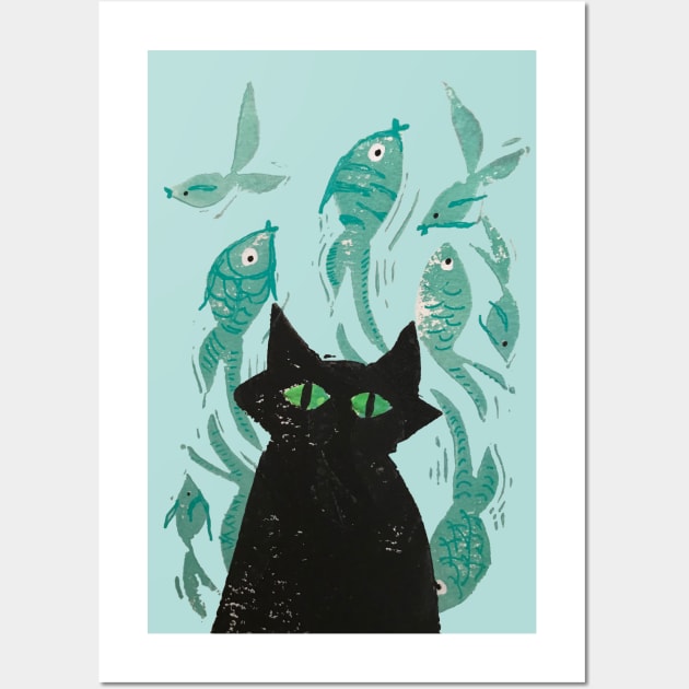 Cat-In-A-Fishbowl Wall Art by BuzyBeesHive